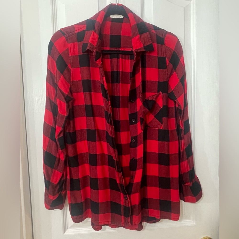 Rebellion Red and Black Buffalo Plaid Button-Down Shirt